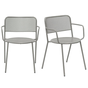 Eurostyle Nansen Stackable Outdoor Armchair Set – Elegant Design, Durable Steel, Perfect For Summer Gatherings Oyster Gray Steel 90772-oysgry