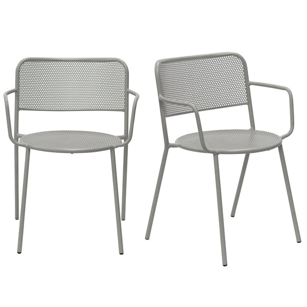 Eurostyle Nansen Stackable Outdoor Armchair Set – Elegant Design, Durable Steel, Perfect For Summer Gatherings Oyster Gray Steel 90772-oysgry
