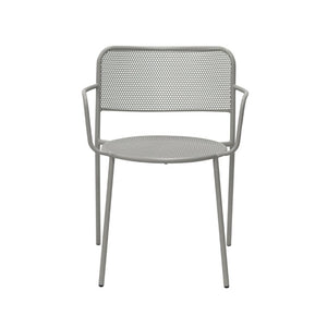 EuroStyle Nansen Stackable Outdoor Armchair Perforated Steel Mesh Patio Seating Set of 2 Oyster Gray 90772-OYSGRY