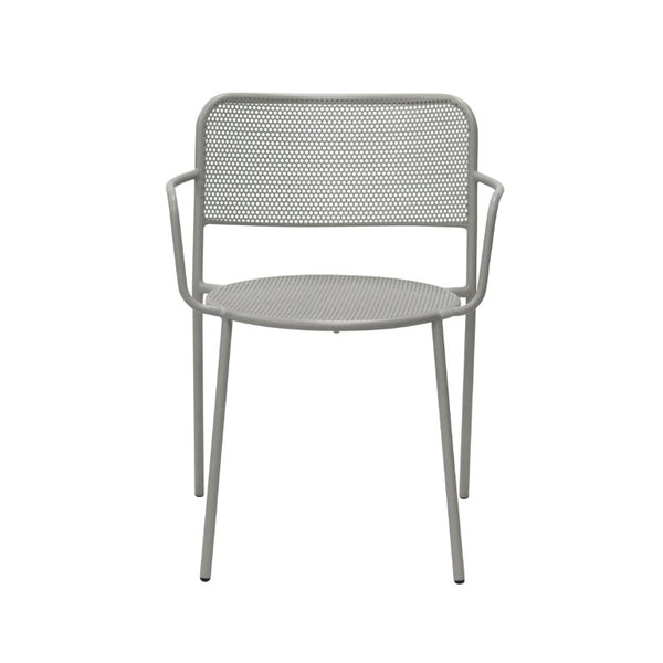 EuroStyle Nansen Stackable Outdoor Armchair Perforated Steel Mesh Patio Seating Set of 2 Oyster Gray 90772-OYSGRY