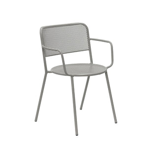 EuroStyle Nansen Stackable Outdoor Armchair Perforated Steel Mesh Patio Seating Set of 2 Oyster Gray 90772-OYSGRY