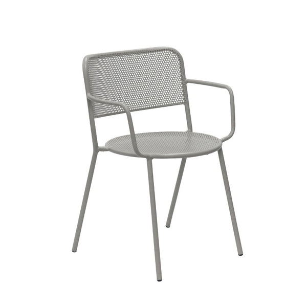 EuroStyle Nansen Stackable Outdoor Armchair Perforated Steel Mesh Patio Seating Set of 2 Oyster Gray 90772-OYSGRY