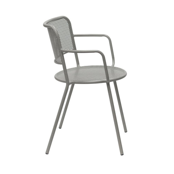 EuroStyle Nansen Stackable Outdoor Armchair Perforated Steel Mesh Patio Seating Set of 2 Oyster Gray 90772-OYSGRY