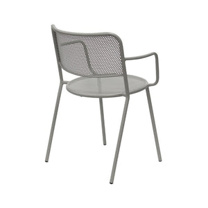 EuroStyle Nansen Stackable Outdoor Armchair Perforated Steel Mesh Patio Seating Set of 2 Oyster Gray 90772-OYSGRY