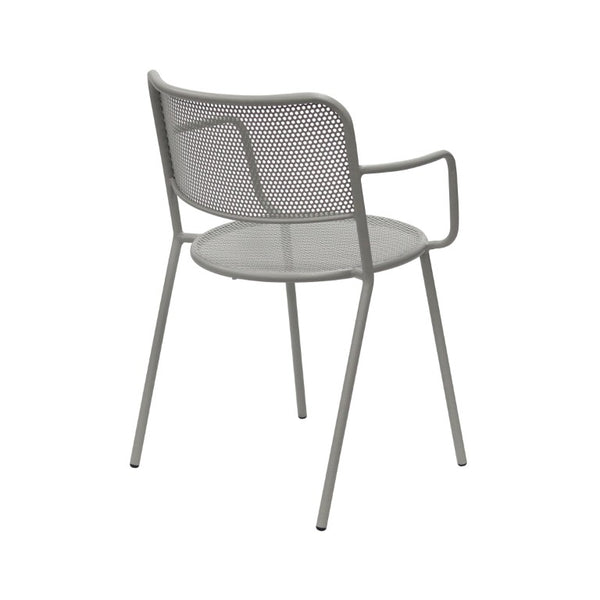 EuroStyle Nansen Stackable Outdoor Armchair Perforated Steel Mesh Patio Seating Set of 2 Oyster Gray 90772-OYSGRY