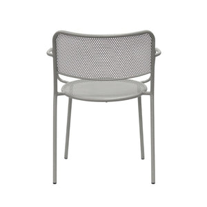 EuroStyle Nansen Stackable Outdoor Armchair Perforated Steel Mesh Patio Seating Set of 2 Oyster Gray 90772-OYSGRY