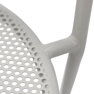 EuroStyle Nansen Stackable Outdoor Armchair Perforated Steel Mesh Patio Seating Set of 2 Oyster Gray 90772-OYSGRY