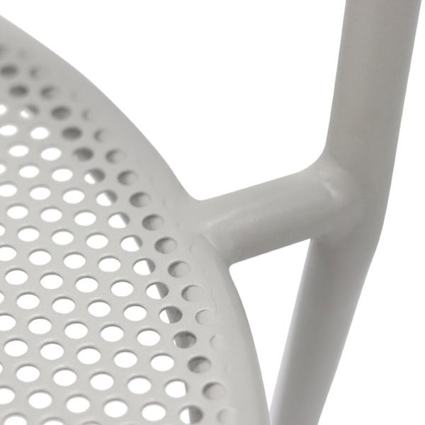 EuroStyle Nansen Stackable Outdoor Armchair Perforated Steel Mesh Patio Seating Set of 2 Oyster Gray 90772-OYSGRY