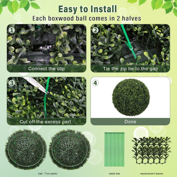 English Elm 18.5in Faux Boxwood Topiary Spheres Uv Stable Outdoor Garden Planter Decor Set of Two W2945P460781