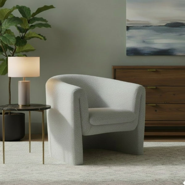 Alpine Furniture Tori Sculpted Barrel Accent Chair - Fully Upholstered, Removable Cushion, Supportive Comfort, Ready-To-Use 9078