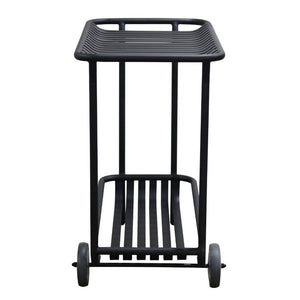 EuroStyle Enid Powder-Coated Steel Rolling Cart with Open Slat Shelves for Patio or Home Black 90780-BLK