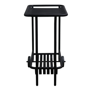 EuroStyle Enid Powder-Coated Steel Rolling Cart with Open Slat Shelves for Patio or Home Black 90780-BLK