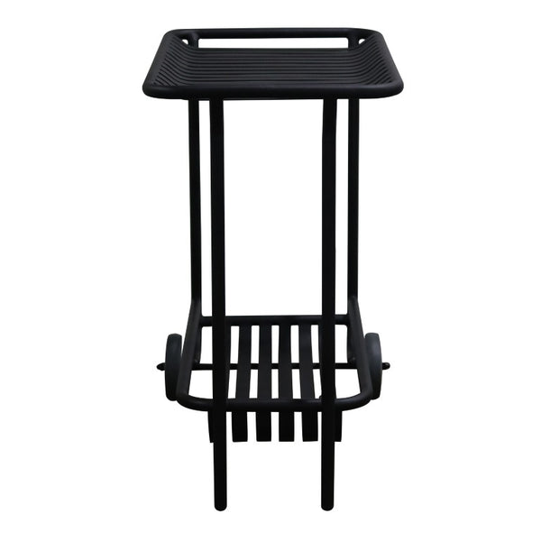 EuroStyle Enid Powder-Coated Steel Rolling Cart with Open Slat Shelves for Patio or Home Black 90780-BLK