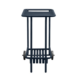 EuroStyle Enid Powder-Coated Steel Rolling Cart with Open Slat Shelves for Patio or Home Dark Blue 90780-DKBLU