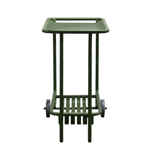EuroStyle Enid Powder-Coated Steel Rolling Cart with Open Slat Shelves for Patio or Home Dark Green 90780-DKGRN