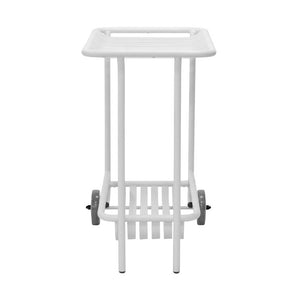 EuroStyle Enid Powder-Coated Steel Rolling Cart with Open Slat Shelves for Patio or Home White 90780-WHT