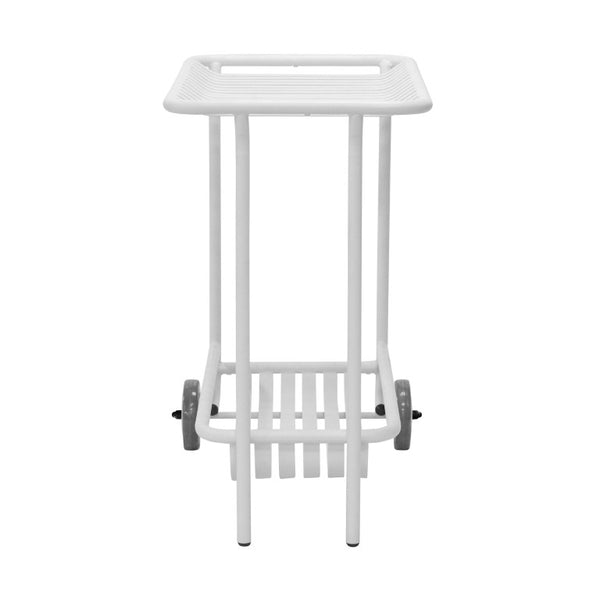 EuroStyle Enid Powder-Coated Steel Rolling Cart with Open Slat Shelves for Patio or Home White 90780-WHT