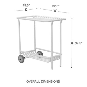 EuroStyle Enid Powder-Coated Steel Rolling Cart with Open Slat Shelves for Patio or Home White 90780-WHT