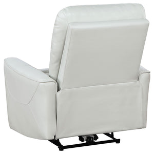 English Elm Dove Grey Leatherette Power Recliner with Usb Port and Channel Tufted Back B062P472600