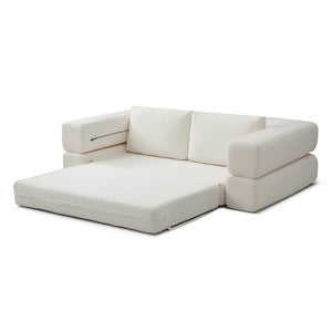 English Elm 81'' Corduroy Floor Sofa Convertible Loveseat Futon Sleeper with Foam Fill and Pillows Beige W1117P459678