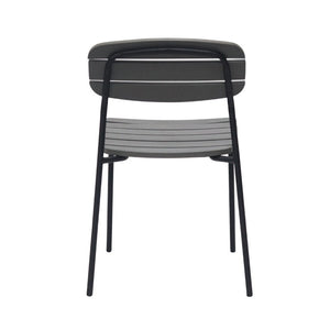 EuroStyle Kalmar Stackable Outdoor Side Chairs Steel Frame Resin Wood Slat Patio Set of 2 Dark Gray 90790-DKGRY