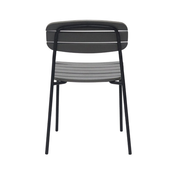 EuroStyle Kalmar Stackable Outdoor Side Chairs Steel Frame Resin Wood Slat Patio Set of 2 Dark Gray 90790-DKGRY