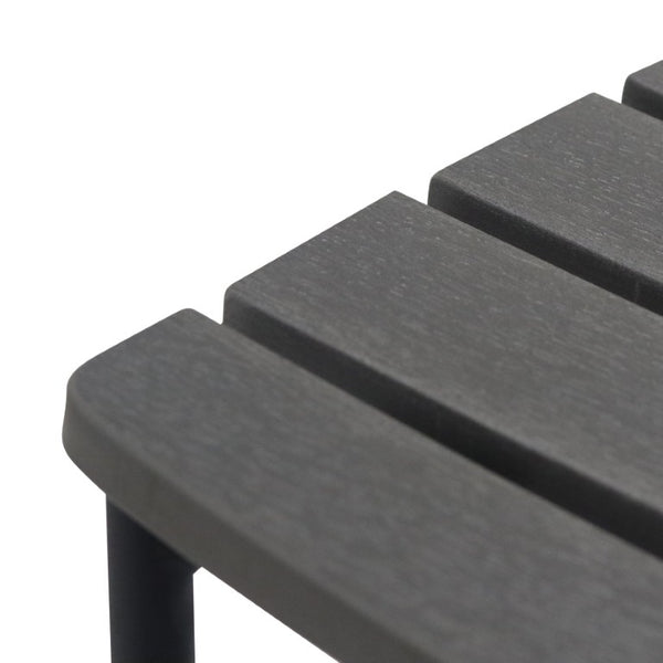 EuroStyle Kalmar Stackable Outdoor Side Chairs Steel Frame Resin Wood Slat Patio Set of 2 Dark Gray 90790-DKGRY