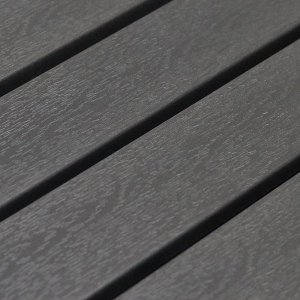 EuroStyle Kalmar Stackable Outdoor Side Chairs Steel Frame Resin Wood Slat Patio Set of 2 Dark Gray 90790-DKGRY