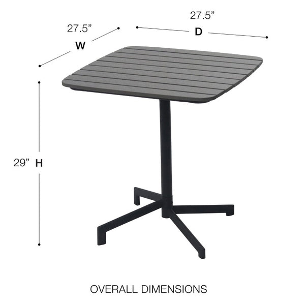 EuroStyle Kalmar Outdoor Folding Table Cast Aluminum and Steel Frame for Cafe Patio Spaces Dark Gray 90794-DKGRY