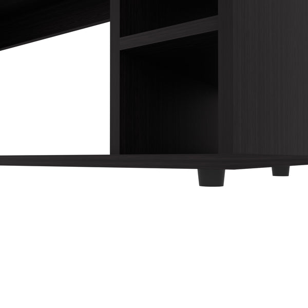 English Elm FM Parker TV Stand with Door and Open Shelves for Large TVs, Minimalist Storage and Modern Style Wenge 69 L x 19 W x 4 H B128P269888