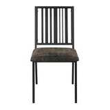 Rustic Brown and Black Slat Back Side Chairs (Set of 2) with Padded Cushion for Comfort