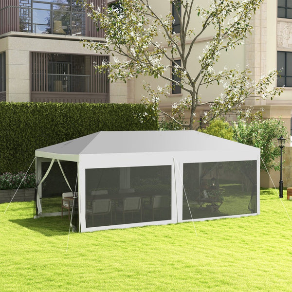 English Elm Outsunny 10' X 20' Elegant Party Tent Canopy With 6 Removable Sidewalls For Outdoor Events & Bbqs W2225P174136-GIGA