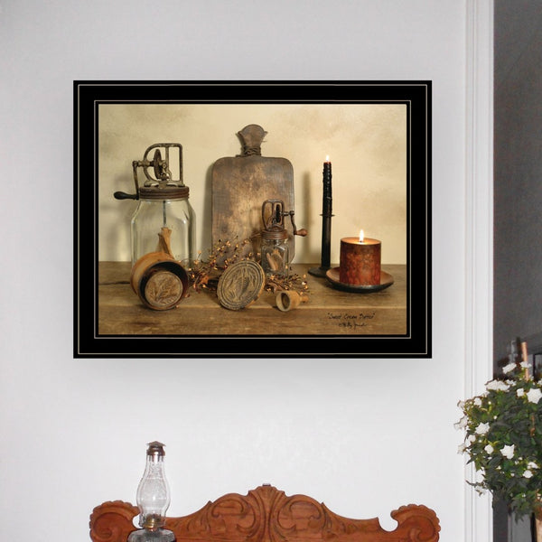 English Elm "sweet Cream Butter" Billy Jacobs Framed Wall Art Pastoral Print for Farmhouse Decor B06785193