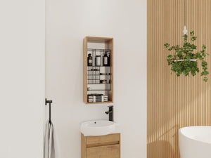 English Elm 12'' 12 Inch Wall Mounted Mirrored Bathroom Cabinet Plywood Build with Removable Organizer Insert W999P470290