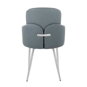 English Elm Dahlia Contemporary Dining Chairs Set Of 2 In Grey Faux Leather With Sleek Chrome Legs For Modern Elegance B202S01201