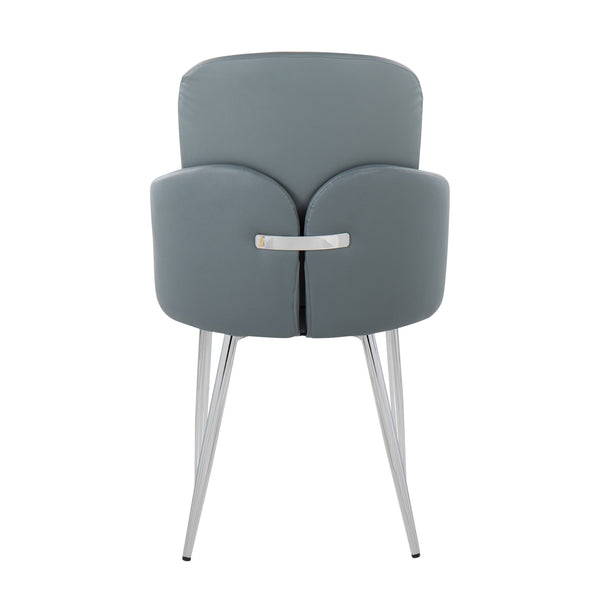 English Elm Dahlia Contemporary Dining Chairs Set Of 2 In Grey Faux Leather With Sleek Chrome Legs For Modern Elegance B202S01201