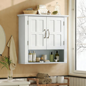 English Elm Bathroom Wall Mounted Cabinet Raised Panel Doors Adjustable Shelves Farmhouse Storage White N817P375225W