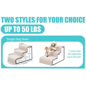 English Elm 3-step Pet Stairs with Cushioned Treads for Small Dogs Cats Sofa Bed Access T5880P493662