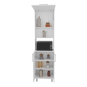 English Elm Hansen Kitchen Pantry White - Engineered Wood Storage Cabinet with Lift-Up Upper, Adjustable Shelves, Metal Legs B092S00273
