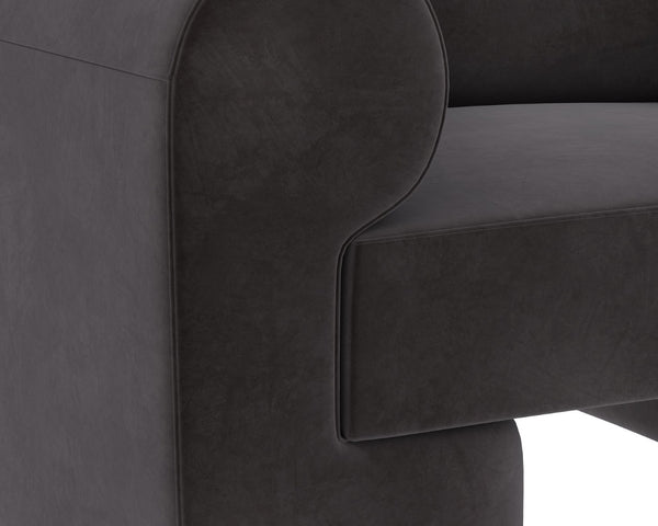 Sunpan IONIC Armchair - Luxurious MEG Ash Fabric, Sculptural Design, Cozy Comfort for Modern Living Spaces 110864