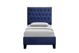 Wallace & Bay Luma Blue Twin Upholstered Bed - Easy Assembly, Navy Transitional Style, 42.5