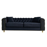 86'' W Luxury Modern Tufted Sofa With 2 Piece s of Toss Pillows For Living Room ,Bedroom,Black Color