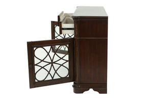 English Elm Traditional Elegant Server with Spacious Drawers and Cabinet Storage for Dining Room Organization and Style Dark Oak 59 L x 44 W x 27 H B011P395603