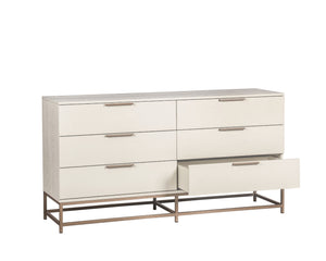 Sunpan Rebel Dresser – Modern Cream Oak Wood Design with 9 Soft Closing Drawers and Elegant Hardware Small - 66W x 19D x 34.25H