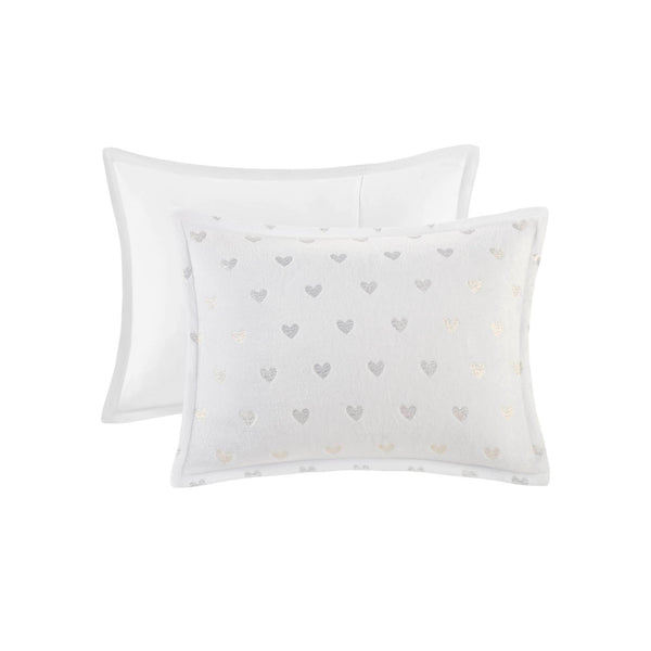 English Elm 4 Pcs Elegant Metallic Printed Plush Comforter Set For Full/Queen Beds With Cozy Throw Pillow B035P319890