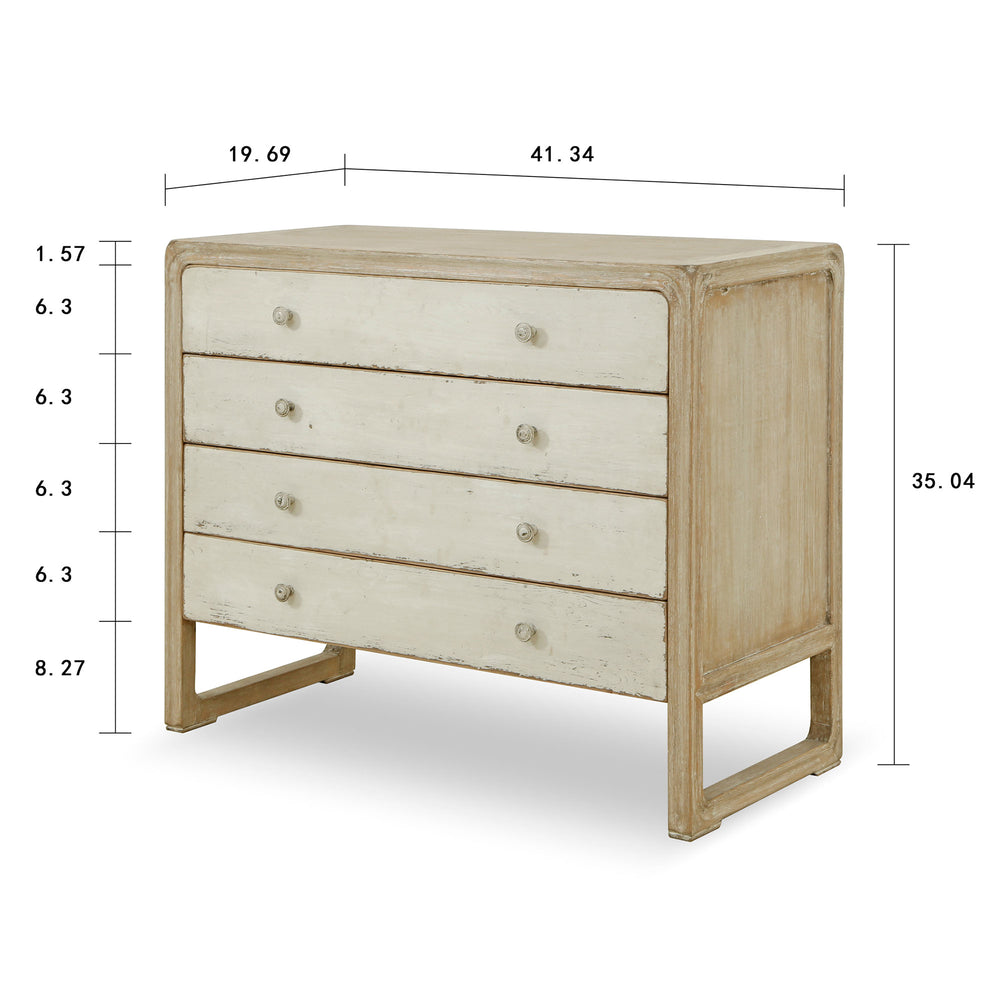 Lilys Peking Ming Side Table With 4 Drawers Antique Off White 9081