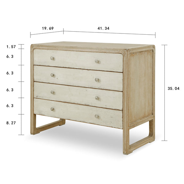 Lilys Peking Ming Side Table With 4 Drawers Antique Off White 9081