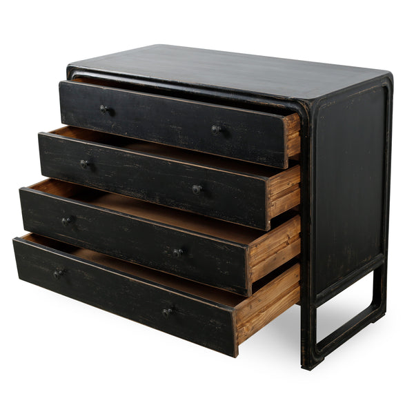 Lilys Peking Ming Side Table With 4 Drawers Antique Black Pre-Order Only 9081-BL