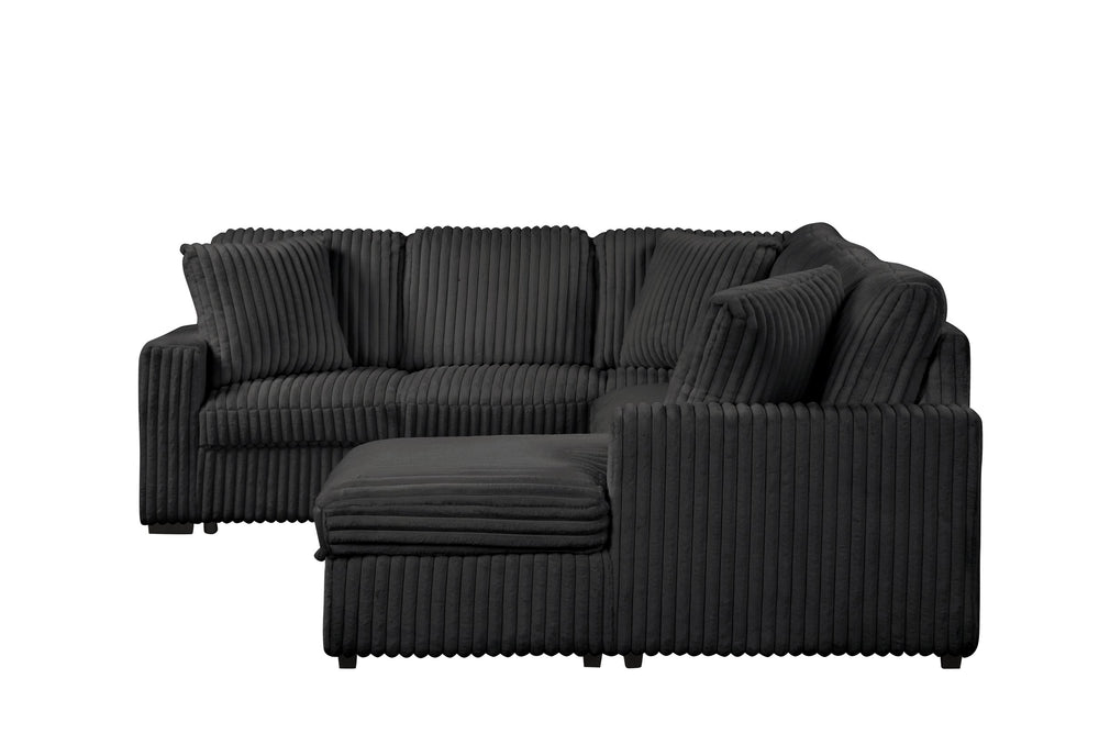 English Elm Grande Modern Sectional Sofa with Sleeper, Built-In Storage & USB Charging — Plush Contemporary Comfort Black B009S01921