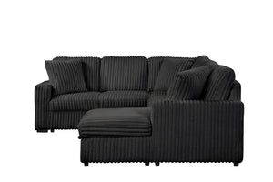 English Elm Grande Modern Sectional Sofa with Sleeper, Built-In Storage & USB Charging — Plush Contemporary Comfort Black B009S01921